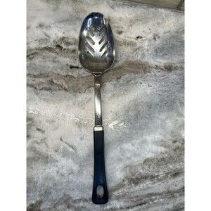 Ski & Sea Stainless Serving Slotted Spoon Black Handle 13” Japan EUC